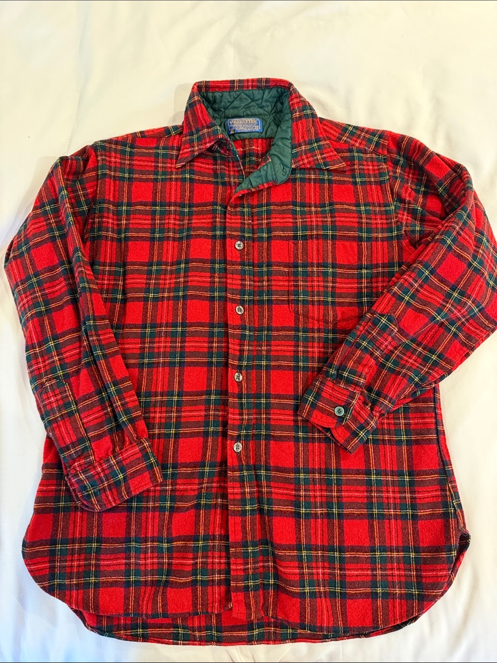 Pendleton Red and Green Plaid Flannel Button-Down Shirt